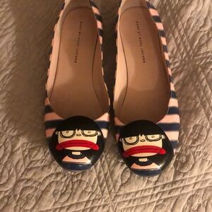 Marc Jacobs Striped Flats with Cartoon Detail